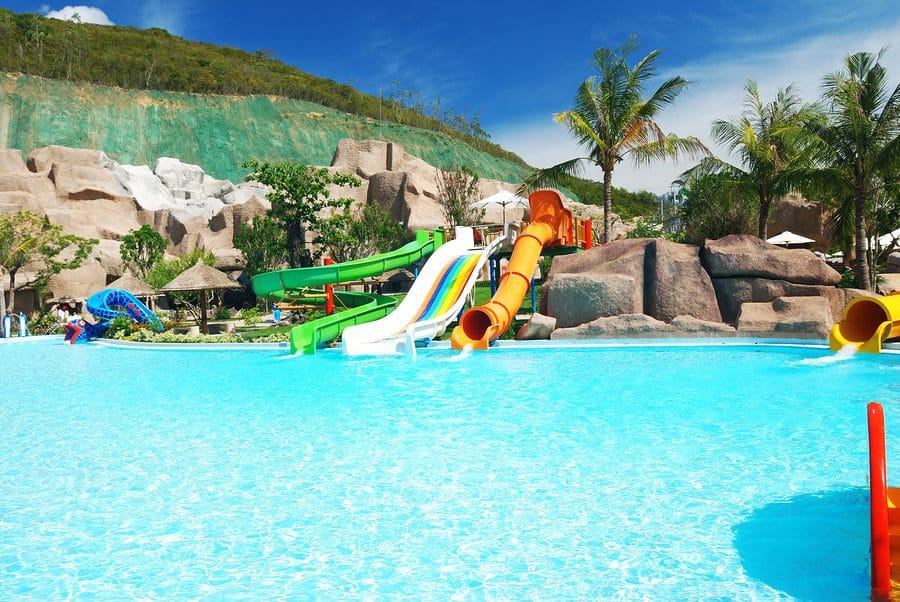 Water park in tropical resort
